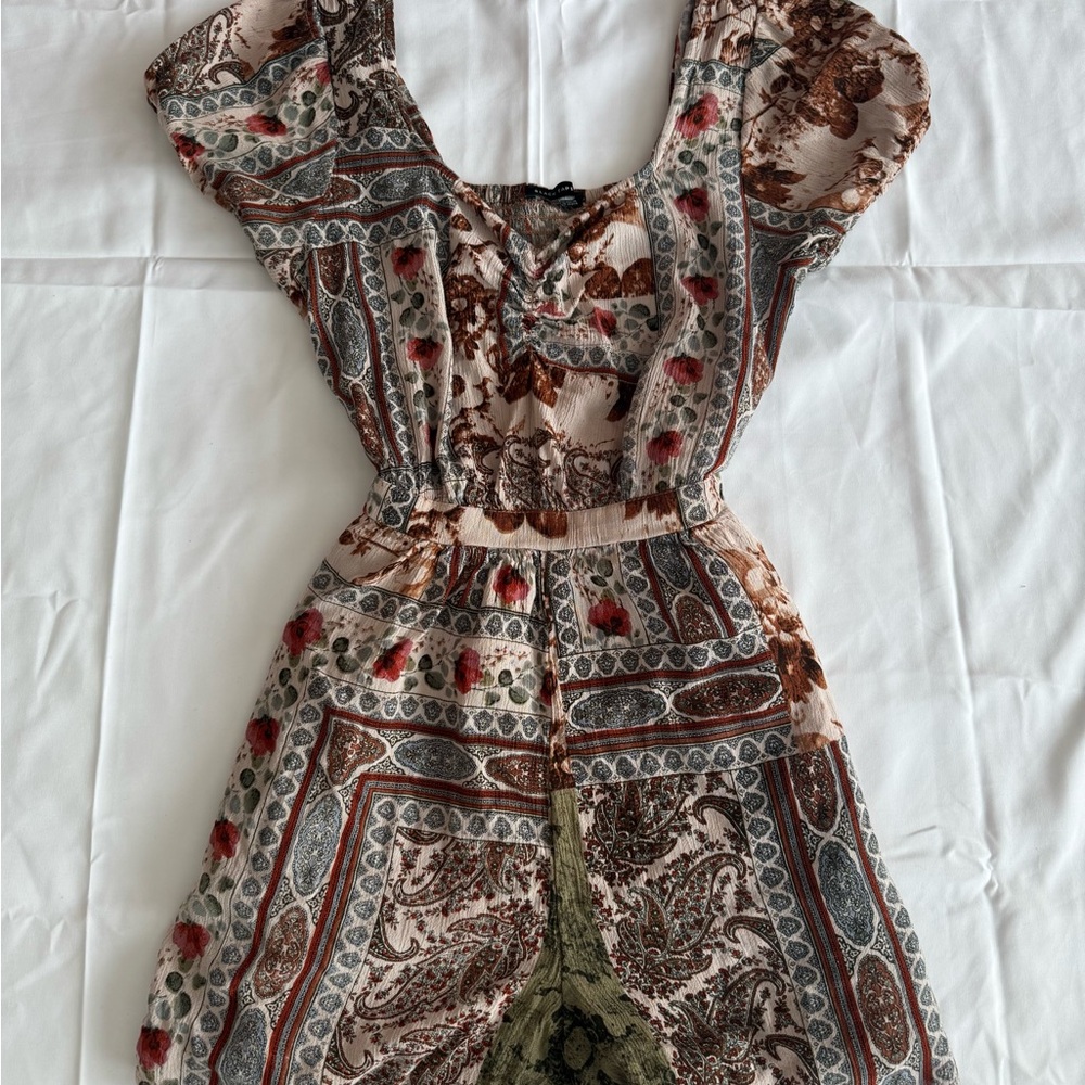 Black Tape Multicolor Patterned Romper